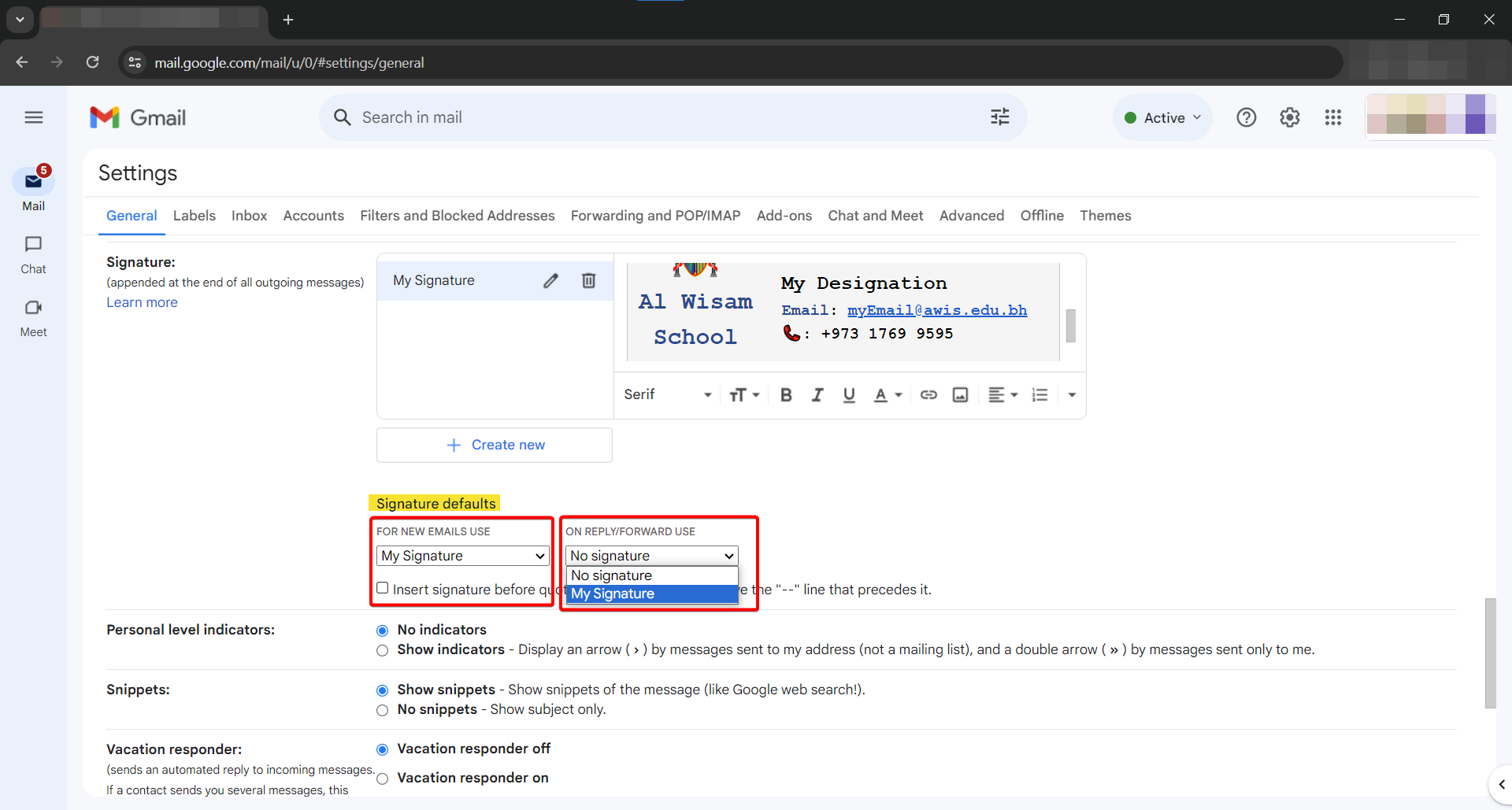Step 12: Set as Default Signature