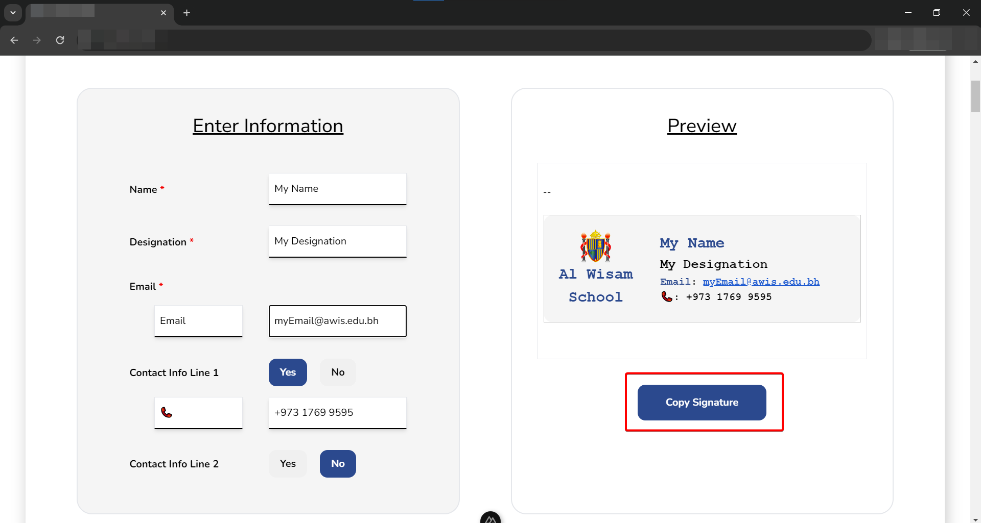 Step 2: Copy Signature